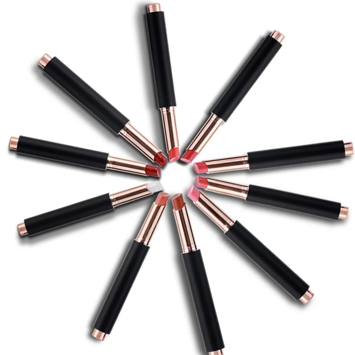 10-color black tube matte moisturizing press lipstick